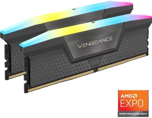 CORSAIR Vengeance RGB 32GB  2 x 16GB  288 Pin PC RAM DDR5 6000  PC5 48000  Desktop Memory Model CMH32GX5M2N6000Z30