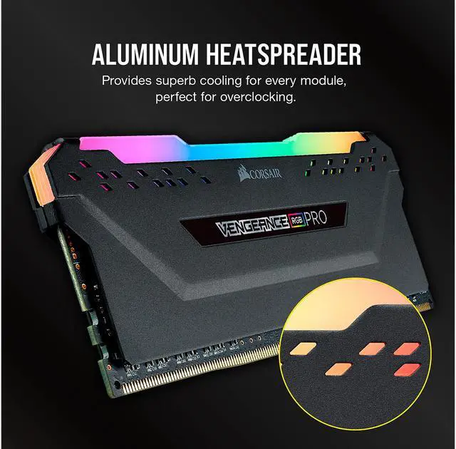 CORSAIR Vengeance RGB Pro 32GB  2 x 16GB  288 Pin PC RAM DDR4 3200  PC4 25600  Desktop Memory Model CMW32GX4M2E3200C16