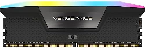 CORSAIR Vengeance RGB DDR5 RAM 16GB  2x8GB  5200MHz CL40 Intel XMP iCUE Compatible Computer Memory   Black  CMH16GX5M2B5200C40 