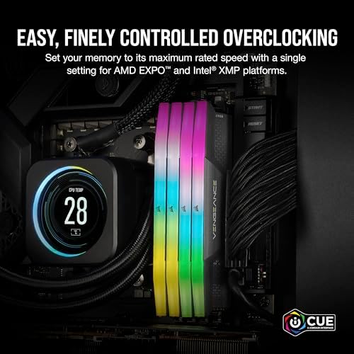 CORSAIR Vengeance RGB DDR5 32GB  2 x 16GB  6000MHz CL38 44 44 96 1 35V Intel XMP 3 0 AMD Expo Computer Desktop Memory   Gray