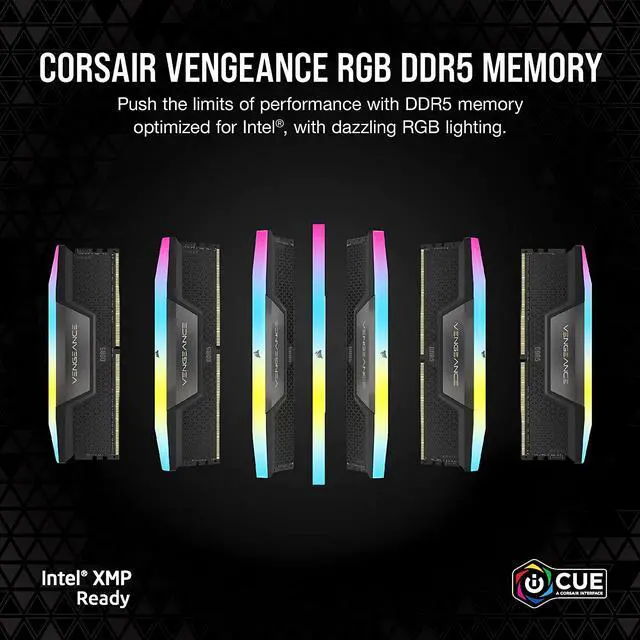CORSAIR Vengeance RGB 32GB  2 x 16GB  288 Pin PC RAM DDR5 6000  PC5 48000  Desktop Memory Model CMH32GX5M2E6000C36