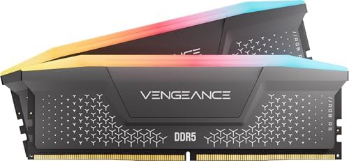 CORSAIR Vengeance RGB RS DDR5 RAM 16GB  2x8GB  Up to 6000MHz CL36 44 44 96 1 35V AMD EXPO Intel XMP Computer Desktop Memory   Gray  CMG16GX5M2E6000Z36 