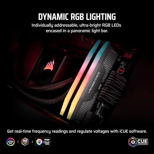 CORSAIR Vengeance RGB RS DDR5 RAM 16GB  2x8GB  Up to 6000MHz CL36 44 44 96 1 35V AMD EXPO Intel XMP Computer Desktop Memory   Gray  CMG16GX5M2E6000Z36 