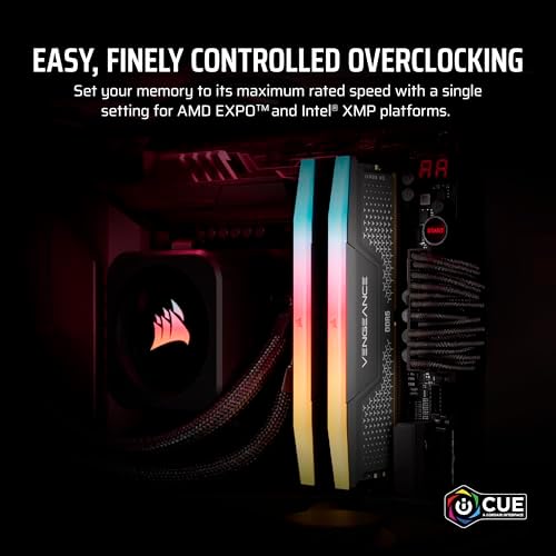CORSAIR Vengeance RGB RS DDR5 RAM 16GB  2x8GB  Up to 6000MHz CL36 44 44 96 1 35V AMD EXPO Intel XMP Computer Desktop Memory   Gray  CMG16GX5M2E6000Z36 