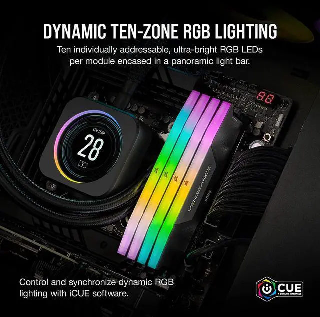 CORSAIR Vengeance RGB 32GB  2 x 16GB  288 Pin PC RAM DDR5 6000  PC5 48000  Desktop Memory Model CMH32GX5M2F6000Z36