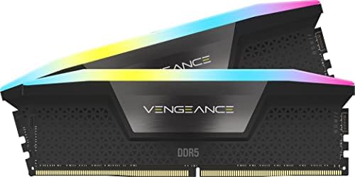 CORSAIR Vengeance RGB RS DDR5 RAM 32GB  2x16GB  Up to 6000MHz CL36 44 44 96 1 35V AMD Expo Intel XMP Computer Desktop Memory   Gray  CMG32GX5M2E6000Z36 