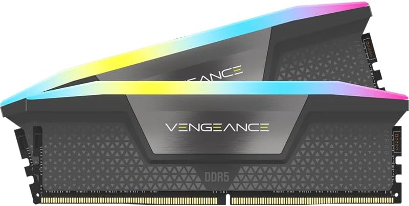 CORSAIR Vengeance RGB RS DDR5 RAM 64GB  2x32GB  Up to 6000MHz CL40 50 50 96 1 35V AMD Expo Intel XMP Computer Desktop Memory   Gray  CMG64GX5M2D6000Z40 