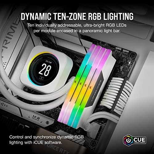CORSAIR Vengeance RGB DDR5 RAM 32GB  2x16GB  Up to 6000MHz CL36 44 44 96 1 35V Intel XMP 3 0 Desktop Computer Memory   White  CMH32GX5M2E6000C36W 