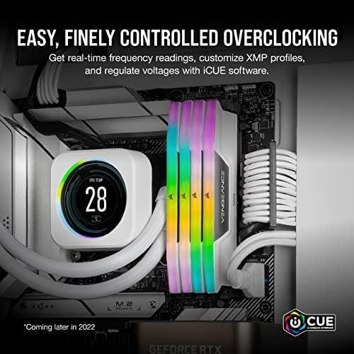 CORSAIR Vengeance RGB DDR5 RAM 32GB  2x16GB  Up to 6000MHz CL36 44 44 96 1 35V Intel XMP 3 0 Desktop Computer Memory   White  CMH32GX5M2E6000C36W 
