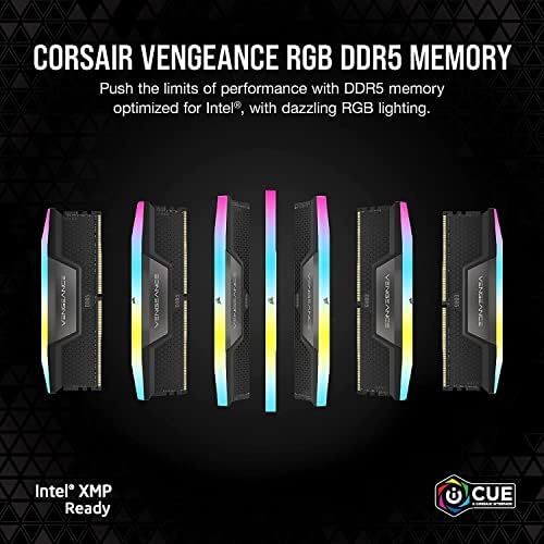 CORSAIR Vengeance RGB DDR5 RAM 32GB  2x16GB  Up to 6000MHz CL36 44 44 96 1 35V Intel XMP 3 0 Computer Memory   Black  CMH32GX5M2E6000C36