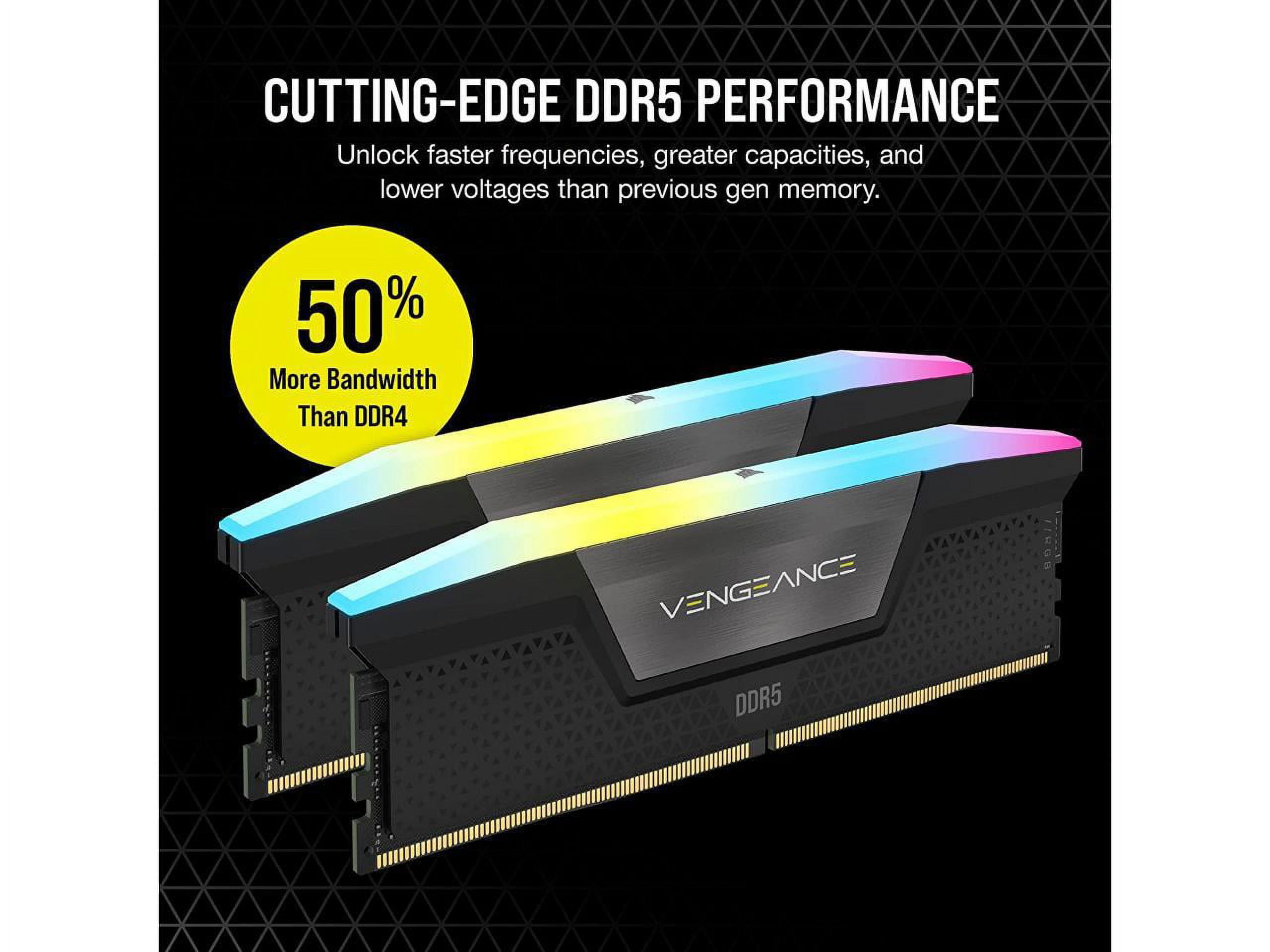 CORSAIR Vengeance RGB 32GB  2 x 16GB  288 Pin PC RAM DDR5 6400  PC5 51200  Desktop Memory Model CMH32GX5M2N6400C36