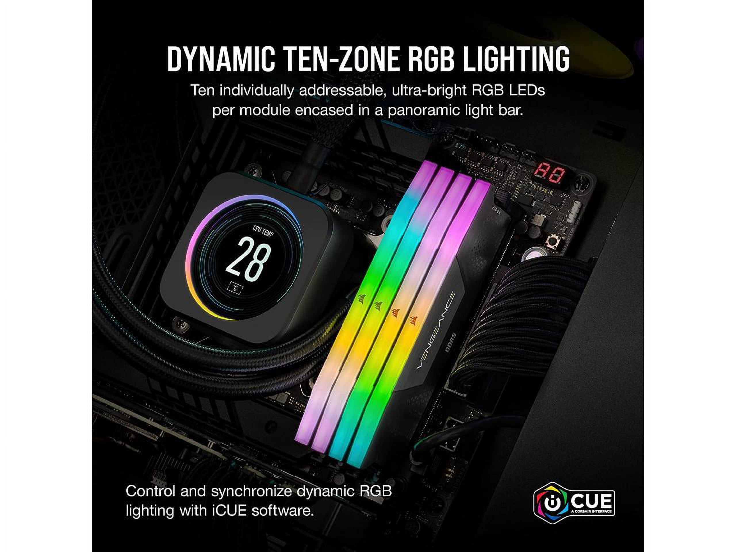CORSAIR Vengeance RGB 32GB  2 x 16GB  288 Pin PC RAM DDR5 6400  PC5 51200  Desktop Memory Model CMH32GX5M2N6400C36