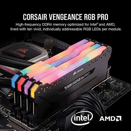CORSAIR Vengeance RGB PRO DDR4 RAM 32GB  2x16GB  3600MHz CL18 22 22 42 1 35V Intel AMD Desktop Computer Memory   Black  CMW32GX4M2D3600C18