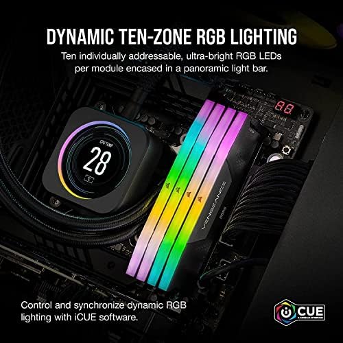 CORSAIR Vengence RGB DDR5 RAM 32GB  2x16GB  6000MHz CL36 44 44 96 1 35V Intel XMP 3 0 Computer Memory   Black  CMH32GX5M2E6000C36