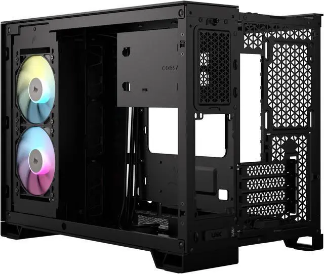 CORSAIR iCUE LINK 2500X RGB Micro ATX Dual Chamber PC Case   Two Tempered Glass Panels   2x RX120 RGB  Fans Included   Highly Customizable