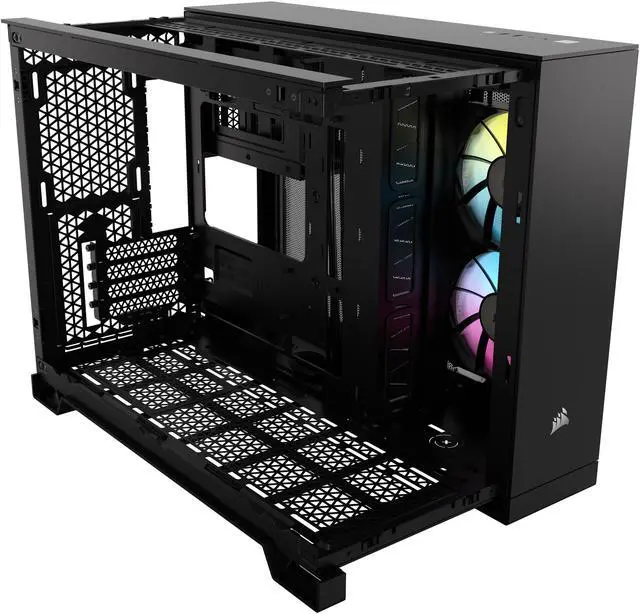 CORSAIR iCUE LINK 2500X RGB Micro ATX Dual Chamber PC Case   Two Tempered Glass Panels   2x RX120 RGB  Fans Included   Highly Customizable