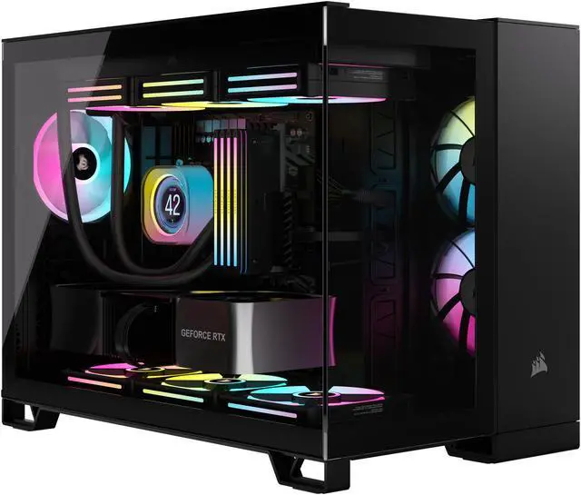 CORSAIR iCUE LINK 2500X RGB Micro ATX Dual Chamber PC Case   Two Tempered Glass Panels   2x RX120 RGB  Fans Included   Highly Customizable