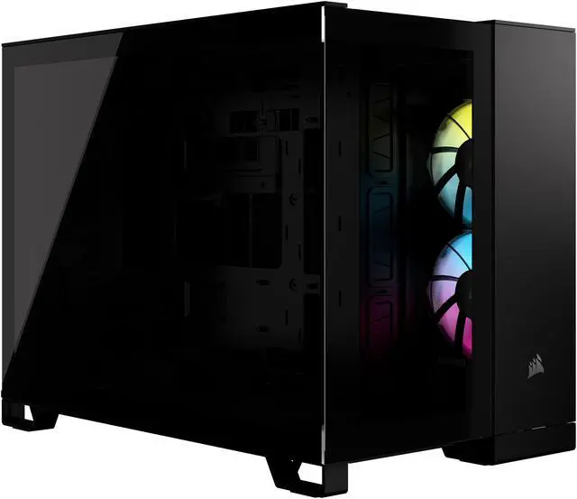 CORSAIR iCUE LINK 2500X RGB Micro ATX Dual Chamber PC Case   Two Tempered Glass Panels   2x RX120 RGB  Fans Included   Highly Customizable