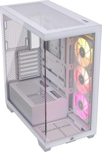 CORSAIR iCUE Link 3500X RGB Mid Tower ATX PC Case   Panoramic Tempered Glass   Reverse Connection Motherboard Compatible   3X CORSAIR iCUE Link RX120 RGB Fans Included   White