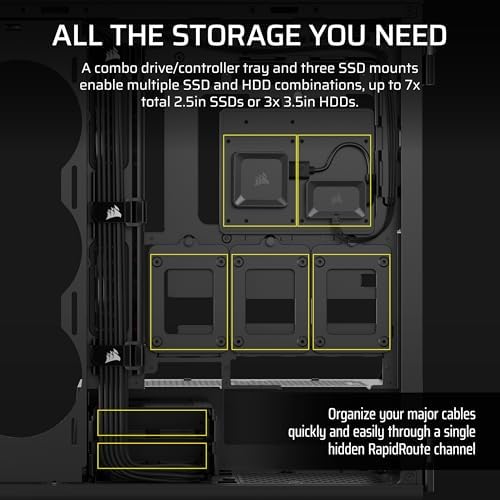 CORSAIR iCUE Link 5000T LX RGB Mid Tower ATX PC Case   3X Pre Installed LX120 RGB Fans  Integrated Aurora RGB Light Strips  Spacious Interior  iCUE Link System Hub Included   Black