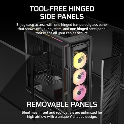 CORSAIR iCUE Link 5000T LX RGB Mid Tower ATX PC Case   3X Pre Installed LX120 RGB Fans  Integrated Aurora RGB Light Strips  Spacious Interior  iCUE Link System Hub Included   Black