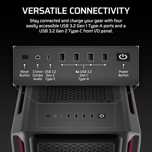 CORSAIR iCUE Link 5000T LX RGB Mid Tower ATX PC Case   3X Pre Installed LX120 RGB Fans  Integrated Aurora RGB Light Strips  Spacious Interior  iCUE Link System Hub Included   Black