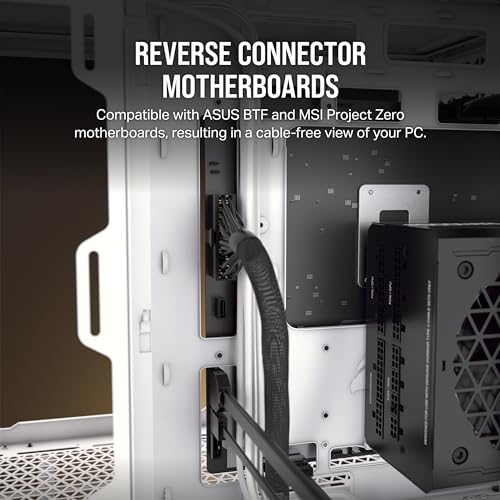 CORSAIR iCUE Link 6500X RGB Mid Tower ATX Dual Chamber PC Case Panoramic Tempered Glass Reverse Connection Motherboard Compatible 3X CORSAIR RX120 RGB Fans Included White