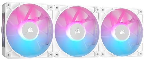 CORSAIR iCUE Link RX120 RGB 120mm PWM Fans with iCUE Link System Hub   Magnetic Dome Bearing   Triple Pack   White