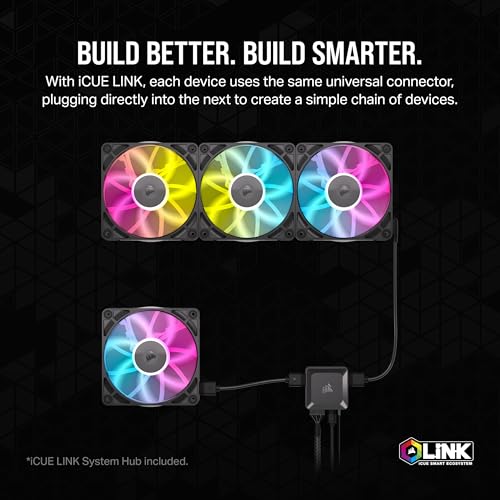 CORSAIR iCUE Link RX120 RGB 120mm PWM Fans with iCUE Link System Hub   Magnetic Dome Bearing   Triple Pack   White