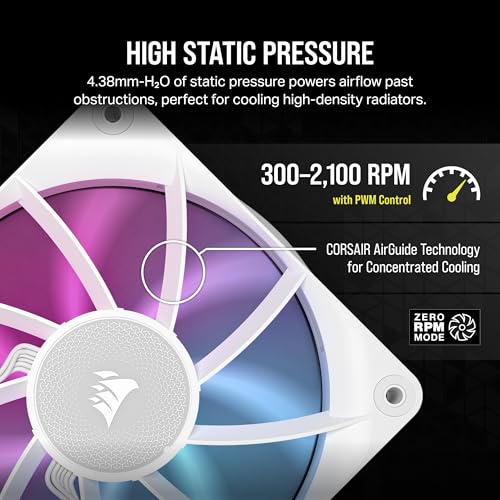 CORSAIR iCUE Link RX120 RGB 120mm PWM Fans with iCUE Link System Hub   Magnetic Dome Bearing   Triple Pack   White