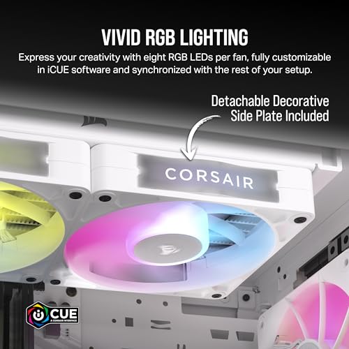 CORSAIR iCUE Link RX120 RGB 120mm PWM Fans with iCUE Link System Hub   Magnetic Dome Bearing   Triple Pack   White