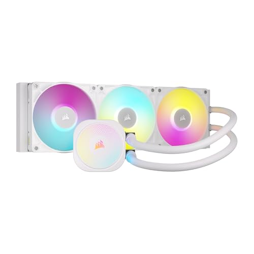 CORSAIR iCUE Link Titan 360 RX RGB Liquid CPU Cooler   360mm AIO   Low Noise   FlowDrive Cooling Engine   Intel LGA 1851/1700  AMD AM5/AM4   3X RX120 RGB Fans   iCUE Link System Hub Included   White
