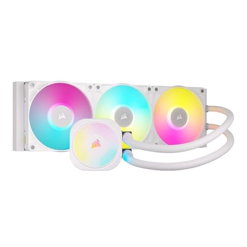CORSAIR iCUE Link Titan 360 RX RGB Liquid CPU Cooler   360mm AIO   Low Noise   FlowDrive Cooling Engine   Intel LGA 1851/1700  AMD AM5/AM4   3X RX120 RGB Fans   iCUE Link System Hub Included   White