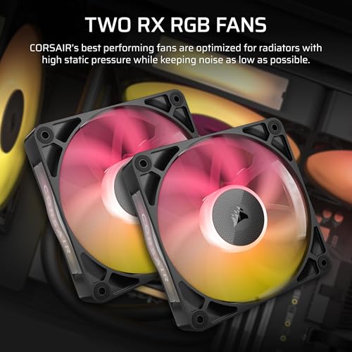 CORSAIR iCUE Link Titan 240 RX RGB Liquid CPU Cooler   240mm AIO   Low Noise   FlowDrive Cooling Engine   Intel LGA 1851/1700  AMD AM5/AM4   2X RX120 RGB Fans   iCUE Link System Hub Included   Black