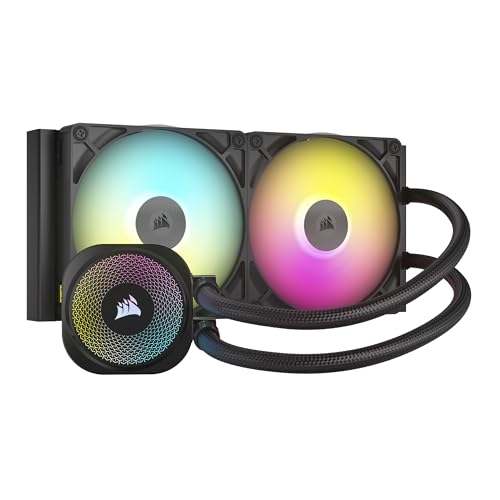 CORSAIR iCUE Link Titan 240 RX RGB Liquid CPU Cooler   240mm AIO   Low Noise   FlowDrive Cooling Engine   Intel LGA 1851/1700  AMD AM5/AM4   2X RX120 RGB Fans   iCUE Link System Hub Included   Black