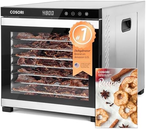 COSORI Food Dehydrator  Bigger Than 7 Trays with Large 6 5 Drying Space  600W Power Saves More Time Than 480W  165 F Dehydrated Dryer for Jerky  Herbs  Meat  Fruit  and Yogurt  Silver Stainless Steel
