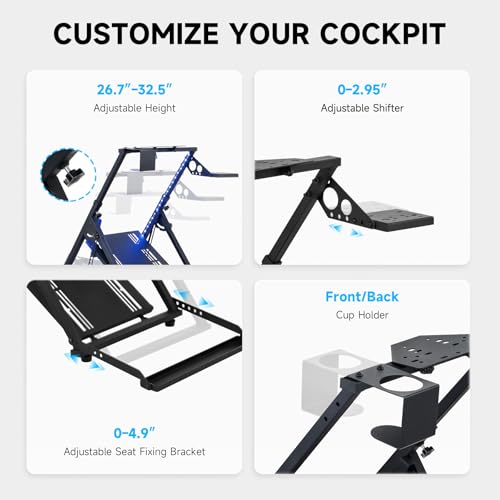 CO Z Racing Wheel Stand X Frame  Steering Wheel Stand with LED Light Strip Fit for PXN/Thrustmaster/Logitech G27 G920 T300RS  Foldable PC Game Race Bracket Simulator cockpit Without Steering Wheel  Pedal & Handbrake
