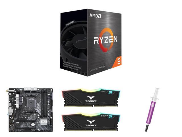 CPU Motherboard Memory CPU Thermal Paste / Grease Combo    AMD 100 100000457BOX Bundle with  ASRock B450M/AC R2 0  and Team Group TF3D416G3200HC16FDC0 and Cooler Master MGZ NDSG N07M R2