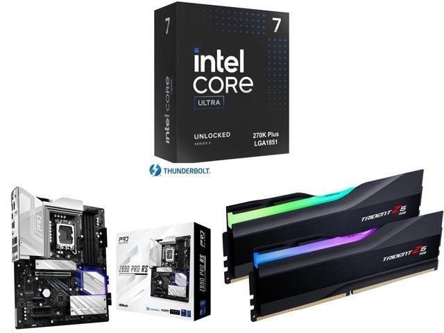 CPU Motherboard Memory Combo    Intel Core Ultra 7 270K Plus with  ASRock Z890 Pro RS  and G SKILL Trident Z5 RGB Series 32GB  2 x 16GB 