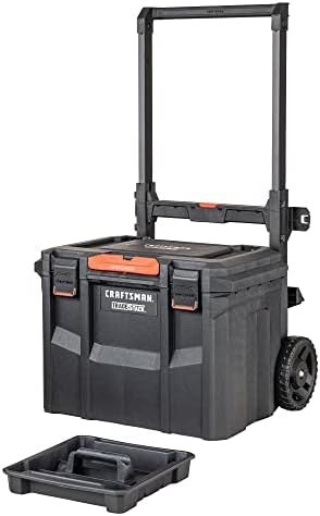 CRAFTSMAN TRADESTACK Tool Box with Wheels  Waterproof  Stackable System  Portable Rolling Storage for Indoor/Outdoor Use  22 5 Inch  CMST21445 