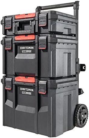 CRAFTSMAN TRADESTACK Tool Box with Wheels  Waterproof  Stackable System  Portable Rolling Storage for Indoor/Outdoor Use  22 5 Inch  CMST21445