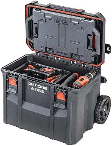 CRAFTSMAN TRADESTACK Tool Box with Wheels  Waterproof  Stackable System  Portable Rolling Storage for Indoor/Outdoor Use  22 5 Inch  CMST21445