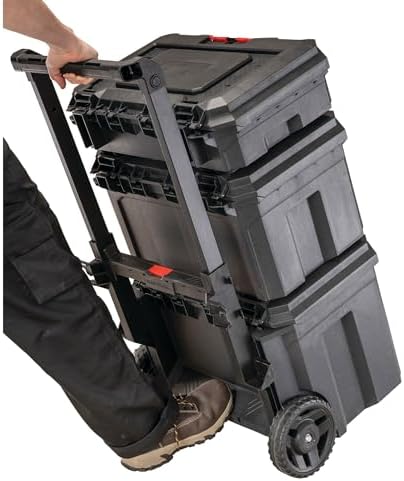 CRAFTSMAN TRADESTACK Tool Box with Wheels  Waterproof  Stackable System  Portable Rolling Storage for Indoor/Outdoor Use  22 5 Inch  CMST21445