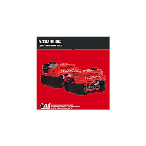 CRAFTSMAN V20 4Ah Lithium Ion Power Tool Battery 2 Pack  CMCB204 2 