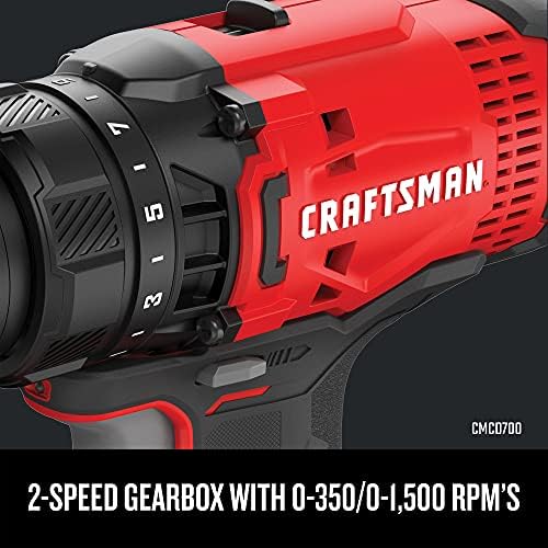 CRAFTSMAN V20 MAX Cordless Drill Driver and Impact Driver Set  Power Tool Set with 2 Batteries and Charger  LED Work Light  2 Bits  Bag  CMCK200C2