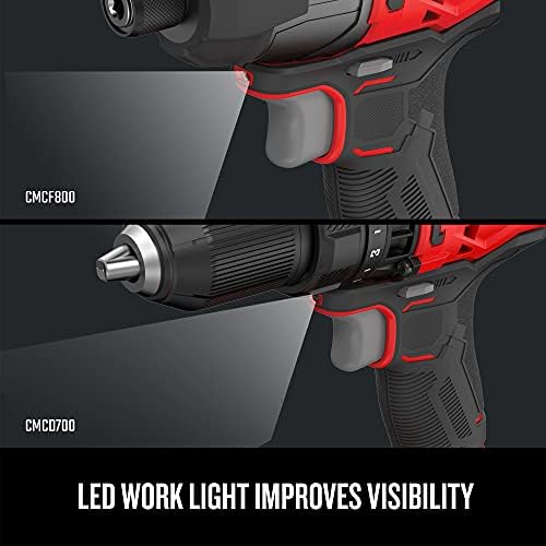CRAFTSMAN V20 MAX Cordless Drill Driver and Impact Driver Set  Power Tool Set with 2 Batteries and Charger  LED Work Light  2 Bits  Bag  CMCK200C2