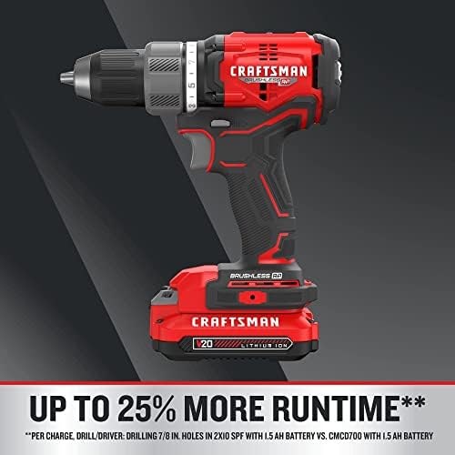 CRAFTSMAN V20 RP Cordless Drill and Impact Driver  Brushless Power Tool Combo Kit  2 Batteries and Charger Included  CMCK211C2 