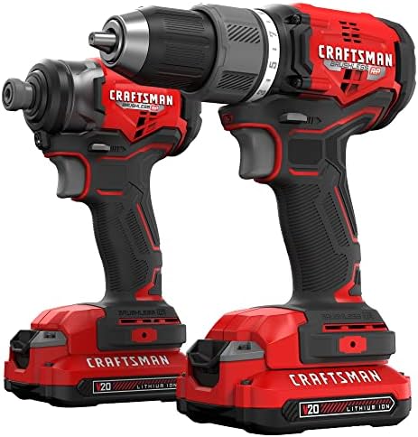 CRAFTSMAN V20 RP Cordless Drill and Impact Driver  Brushless Power Tool Combo Kit  2 Batteries and Charger Included  CMCK211C2
