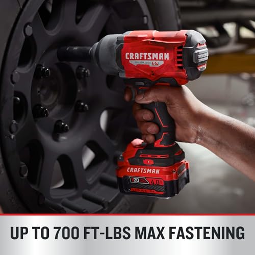 CRAFTSMAN V20 RP Impact Wrench  Cordless  Brushless  High Torque  1/2 Inch  4Ah Battery and Charger Included  CMCF940M1 