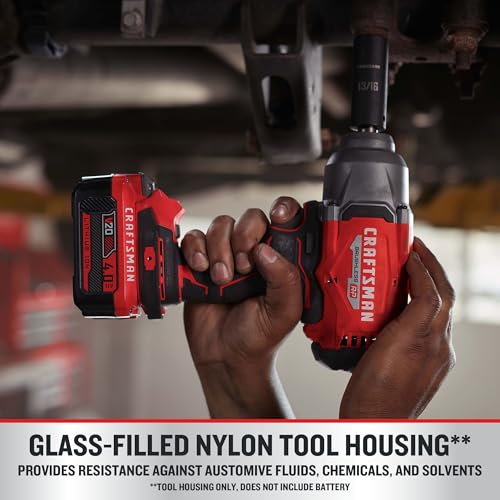 CRAFTSMAN V20 RP Impact Wrench  Cordless  Brushless  High Torque  1/2 Inch  4Ah Battery and Charger Included  CMCF940M1 